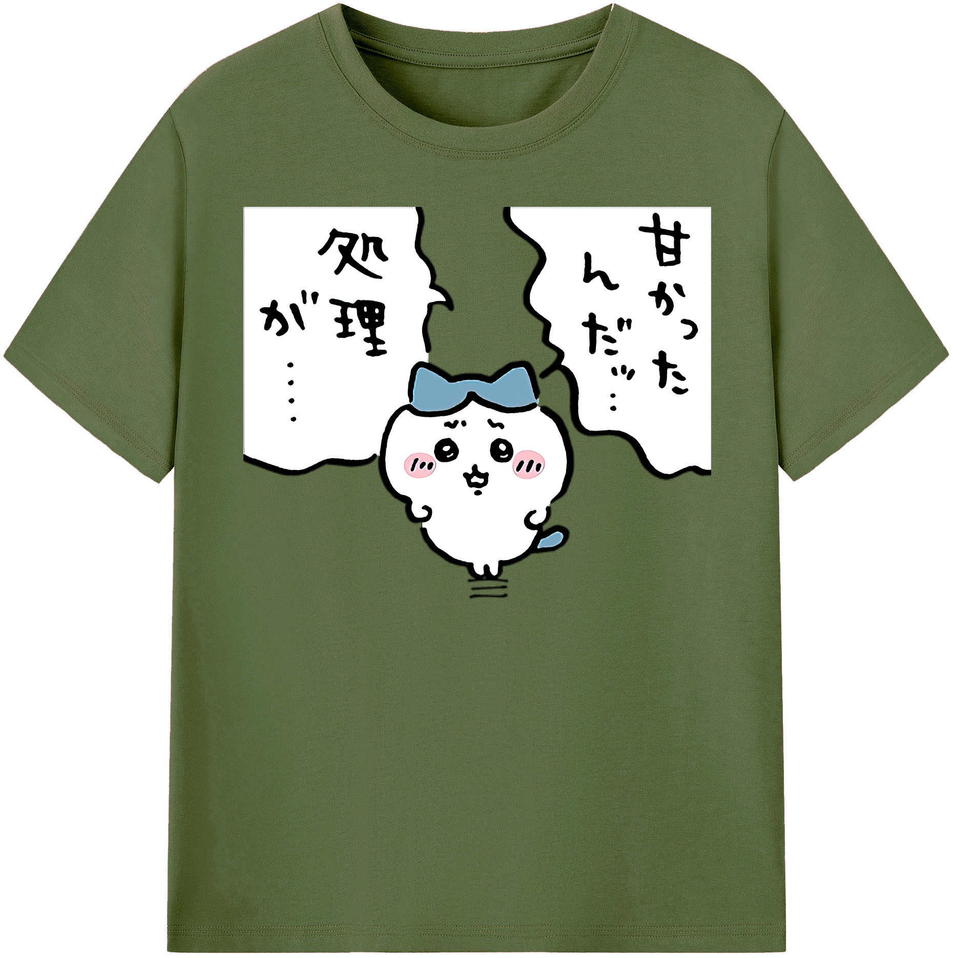 （画像用） ちいかわ ハチワレ Chii-kawa hachiware 綿100％半袖Tシャツ（フロントプリント）